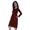 thumbnail image 5 of Moomaya Womens Full Sleeves Gathered Waist Dress Casual Relaxed Fit Swing Dresses w/ Pockets, 5 of 8