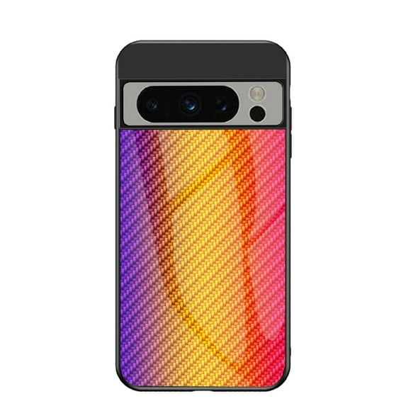 SaniMore Cover Compatible with Google Pixel 8 Pro 6.7" 2023, Rugged Carbon Fiber Glass Backplane Shockproof TPU Bumper Luxury Eye-catching Anti-drop Heavy Duty Protective Cover, Gold