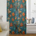 thumbnail image 6 of Orange Green Spring Floral Sheer Curtains 45 Inches Long, Vintage Botanical Summer Flower Light Filering Curtains, Breathable Simi Curtain Privacy Drapes for Kitchen Bathroom Small Window Treatment, 6 of 9