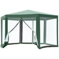 thumbnail image 2 of Outsunny 13' x 11' Garden Party Tent Hexagon Patio Canopy w/ Netting Green, 2 of 9