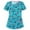 Blue, variant on Print Nursing Uniforms Scrub for Women Women Fashion Print Short Sleeve Neck Tops Working Uniform Blouse Shirt