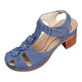 thumbnail image 2 of Bkhluea Women Floral Cutout Closed Toe Block Heel Sandals Hook And Loop Strap Footwear For Casual Walking Outdoor Daily, 2 of 7