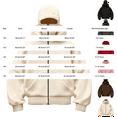 thumbnail image 3 of Boys Girls Balaclava Hooded Sweatshirt Full Zip Double Layer Hoodies Jacket Lightweight Warm Oversized Coat Trendy Outerwear, 3 of 9