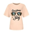 thumbnail image 4 of Drie Western Shirts Casual Tee for Women 2025 Summer T Shirt Short Sleeve Crewneck Tops Cute Graphic Christmas Shirts for Girls Light Yellow,M, 4 of 6