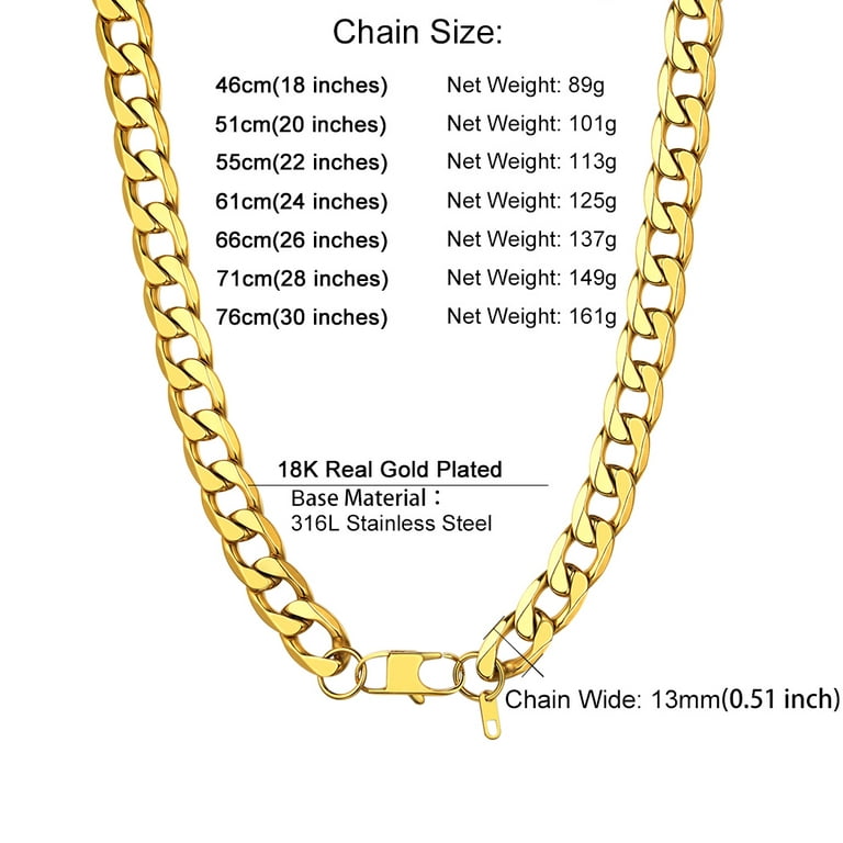 Men's Boy Stainless Steel 18K Gold Plated Curb Cuban Chain Necklace Jewelry  24