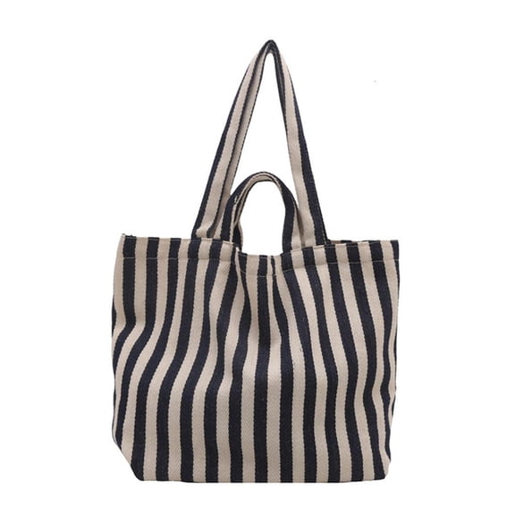 Giaone Women Handbag All-matching Canvas Bag Striped Shoulder Bag Top Handle Bag