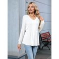 thumbnail image 4 of Women'S Puff Long Sleeve Shirts Pleated V Neck Fall Tunic Tops Blouse Dressy Casual Loose Summer T-Shirts White XL, 4 of 7