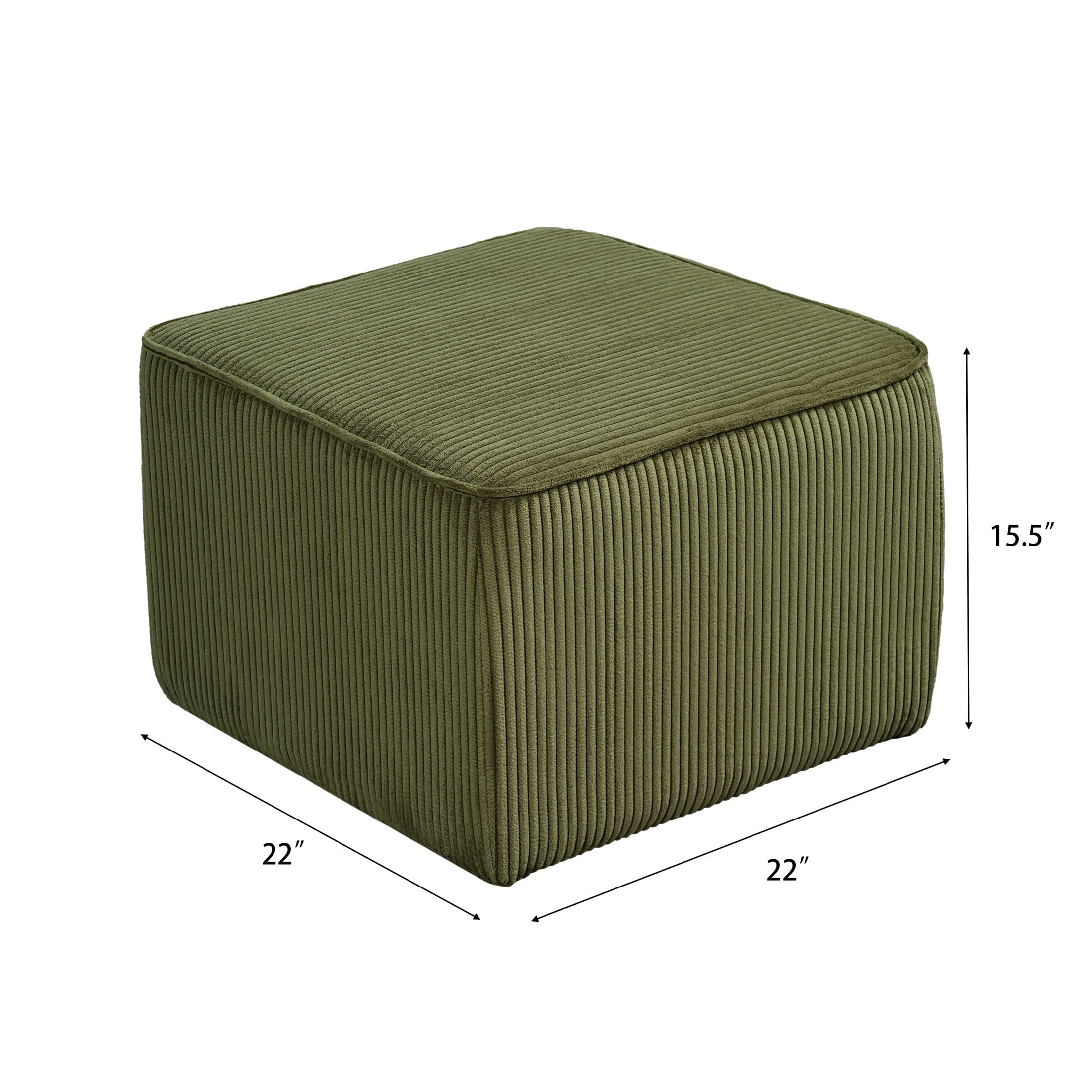 Christopher Knight Home Corduroy Upholstered Square Ottoman, Modular Footrest with Wood Frame, Olive Green