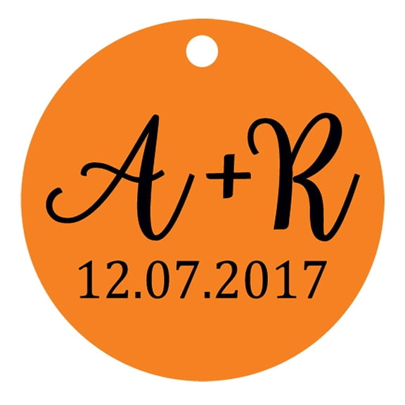 100 PCS Round Custom Made Hang Tags Personalized Initial Wedding Favor Gift Paper Tags