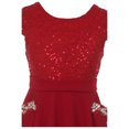thumbnail image 3 of Big Girls Cap Sleeve Sequin Rhinestones Easter Wedding Flower Girl Dress USA Red 12 (2J1KS97), 3 of 4
