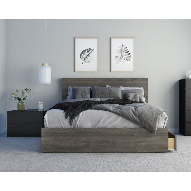 Nexera Ensemble de Chambre 3 Pcs avec Cadre de Lit, Gris, Grand
