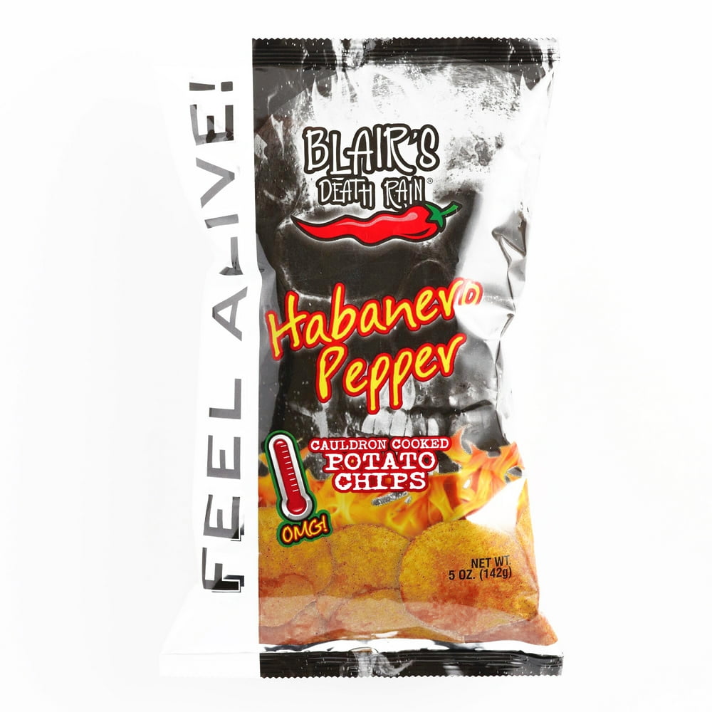Blair's Death Rain Habanero Pepper Potato Chips 5 oz each (4 Items Per