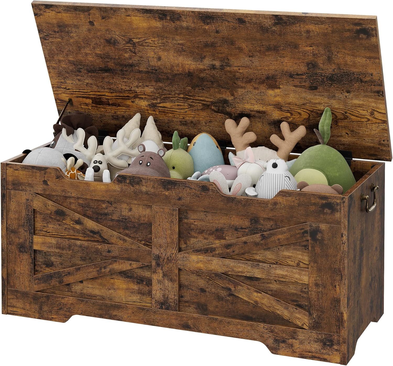 Storage Chest, 39.4" Toy Chest for Boys Girls, Kids Wood Large Toy Box, Storage Bench with Safety Hinge, Farmhouse Storage Trunk for Entryway, Living Room, Bedroom, Playroom, Retro