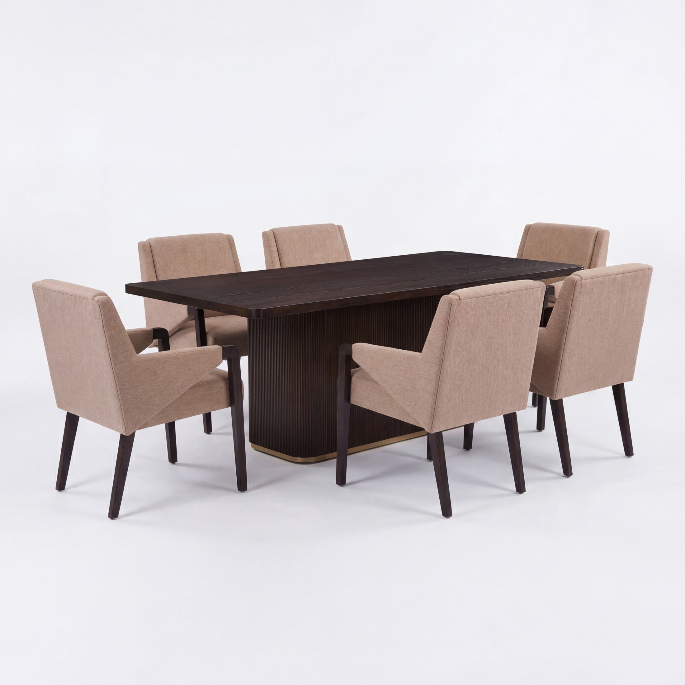 Christopher Knight Home 7-Piece Modern Dark Brown Dining Rectangular Table and Light Brown Upholstered Chairs