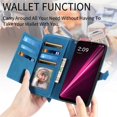 thumbnail image 4 of SaniMore Case for T-Mobile REVVL 6 Pro 5G, PU Leather Zipper Wallet Detachable Lanyard Retro Embossed Flower Crad Slots Flip Kickstand Full Body Protective Drop-proof Cover, Blue, 4 of 8