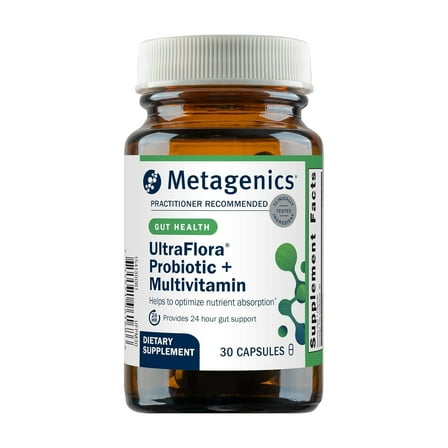 Metagenics UltraFlora Probiotic   Multivitamin 30 C - Gut Health Supplement for Digestive Balance Support - Daily-Use Capsules - 24-Hour Gut Support - 30 Count
