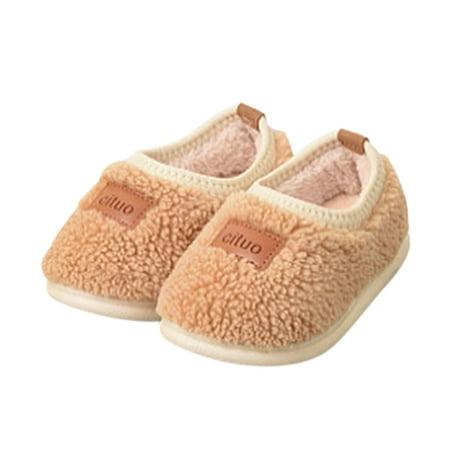 

kpoplk Baby Girl Shoes Childrens Girl Cotton Shoes Solid Color Fashion Soft Sole Winter Warm Indoor Christmas Slippers For Kids(B)