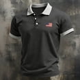 thumbnail image 4 of GrmtClth Mens American Flag Polo Shirt Independence Day Collared Shirts Workout Tops Color Block Button Up Short Sleeve Fashion Golf Polos Dark Gray S, 4 of 4