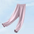 thumbnail image 6 of Lenpel Girls' Summer Pants Children Loose Elastic Waist Cinch Bottom Pull on Lounge Pants Lightweight Casual Trousers, 6 of 6