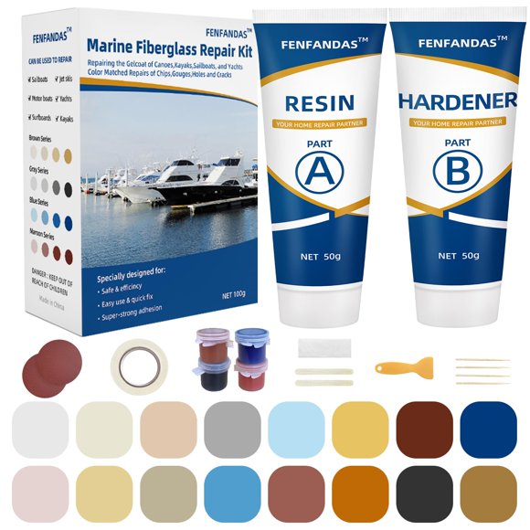Kit de reparación de fibra de vidrio marino FENFANDAS Boat Repair con color