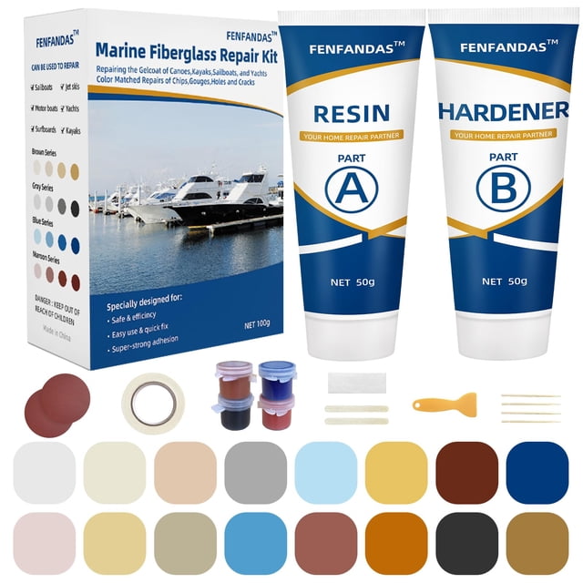 Kit de reparación de fibra de vidrio marino FENFANDAS Boat Repair con color