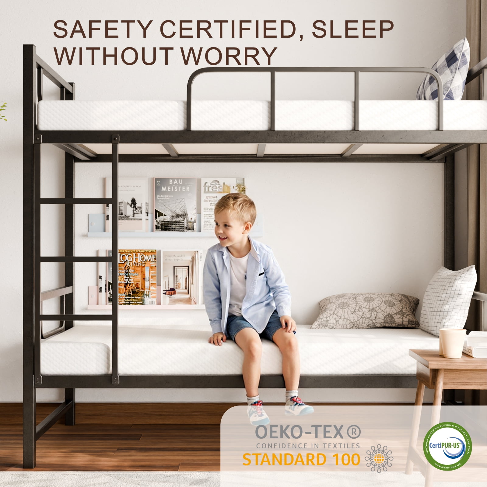 5 Inch Twin Daybed Mattress with Cooling Gel Memory Foam, Medium Firm, Fiberglass-Free
