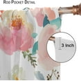 thumbnail image 6 of Watercolor Flower Curtains Romantic Pink Floral Pattern Blackout Print Rod Pocket Window Drapes for Bedroom Living Room 42x63in, 6 of 6
