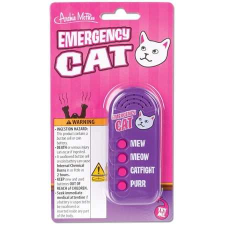 Archie McPhee: Emergency Cat - Electronic Sound Maker 3.5 Handheld Device 4 Sound Effects: Mew-Meow-Purr-Catfight Feline Fun Gag Gift Novelty Toy