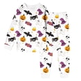 thumbnail image 4 of Weebloom Halloween Kids Girls Pajamas Cute Pumpkin Bat Boys Pajama Set Long Sleeve Sleepwear Nightwear Pjs Loungewear White 8Y, 4 of 4