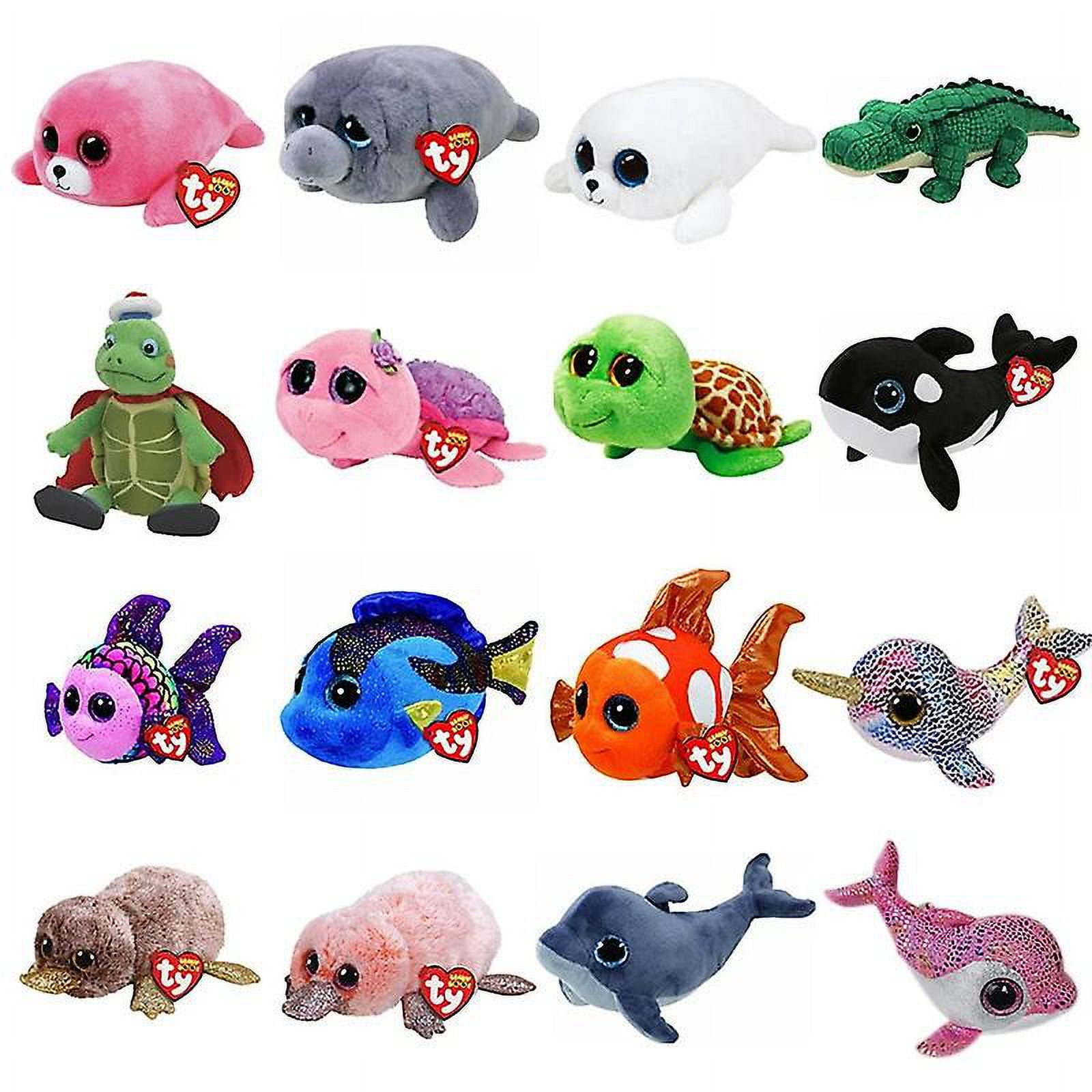 Jouets en Peluche Animal Ty Poisson Tropical Dauphin Tortue Pois Phoque Grands Yeux Peluches Kawaii Jouets Cadeau pour Fille Walmart