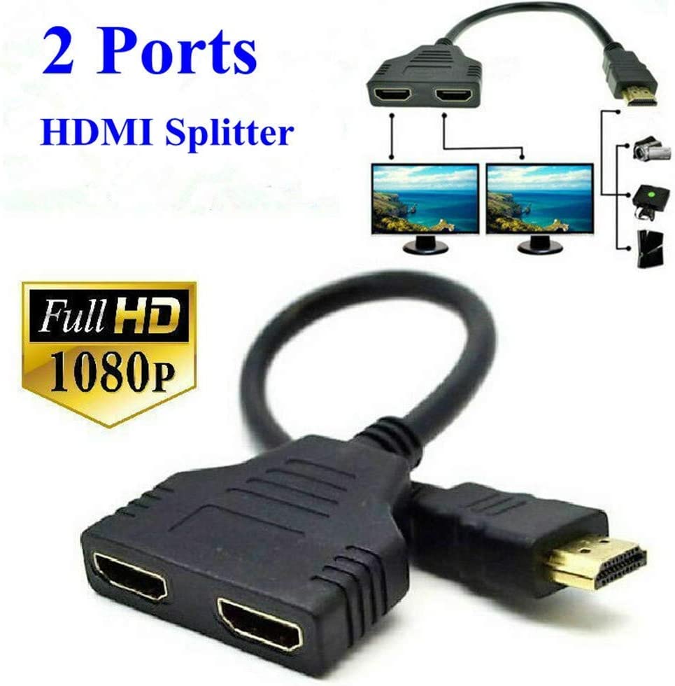 1080P HDMI Port Male to 2Female 1 in 2 Out Splitter Cable Adapter Converter Home