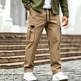 thumbnail image 1 of Mifsaly Mens Cargo Pants with Multi Pockets Elastic Waist Drawstring Utility Work Trousers Comfortable Relaxed Fit Outdoor Hiking Training Bottoms, 1 of 5