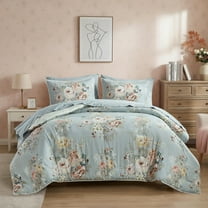 Regency Heights Cal King Size Comforter Sets, Soft Blue Vintage Floral Bed in a Bag Cal King, 7 Pieces Bedding Comforter Set with Bed Sheets and Pillowcases