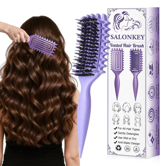 Curl Defining Brush for Curly Hair Detangling & Styling Brush with Wide Tooth Design, Soft Bristles Reduce Frizz, Shape Curls & Waves for Women and Men, Wet & Dry Use (Purple)