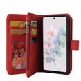 thumbnail image 5 of Phone Case for Google Pixel 7, Google Pixel 7 Wallet Case, Luxury Folio Flip Leather Cover [Zipper Pocket] [Wrist Strap] [Kickstand] for Google Pixel 7 6.3 inch, Red,, 5 of 10