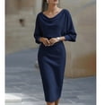 thumbnail image 3 of Hvot&aat Elegant Bodycon Dress for Women Drop Neck Batwing Slim Fit Pencil Dresses Solid Color Ribbed Office Formal Evening Gown, 3 of 3