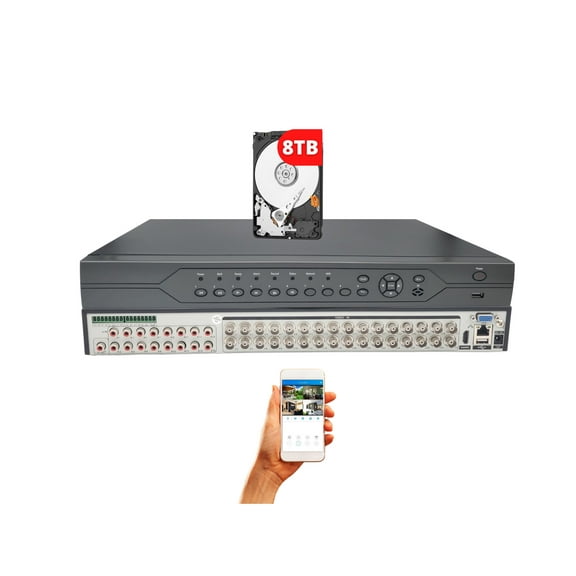Evertech 32 Channel H.265 High Definition Security Camera DVR Recorder with Built-in 8TB Hard Drive Memory