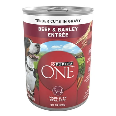 Purina One Wet Dog Food for Audlt Dogs High Protein Tender Cuts in Gravy, Real Beef & Barley, 13 oz Cans (12 Pack)