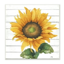 Stupell Industries Yellow Sunflower Blossom Bold Petals Rustic Design Wood Wall Art, 12 x 12, Design by Elizabeth Medley