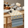 thumbnail image 6 of Boanket Yellow Teal Boho Table Runner - 60 Inch Long, Kitchen Dining Table Runner Dresser Scarves, Vintage Geometric Stripes Abstract Art Farmhouse Decor for Coffee Tables Wedding Party Banquet, 6 of 8