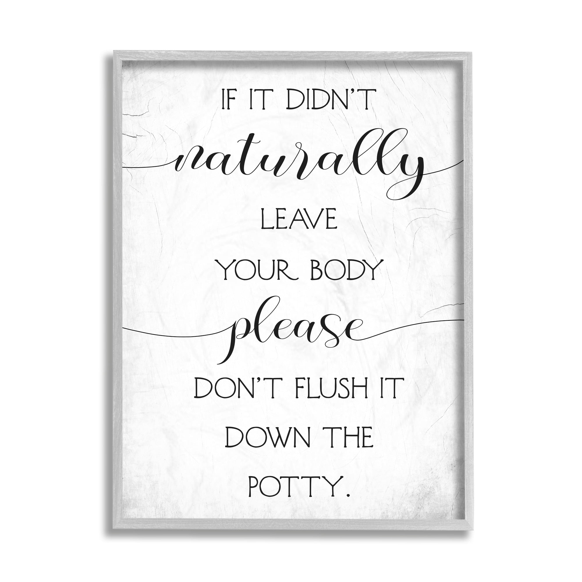 Stupell Industries Doesn't Leave Body Don't Flush Down Potty Quote Gray Framed by Daphne Polselli