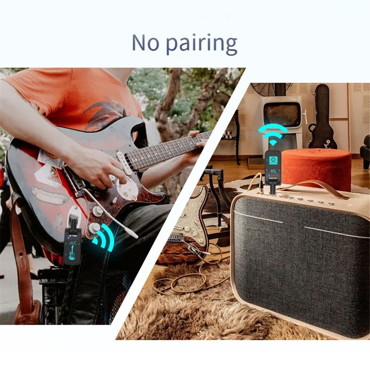 2.4G WS-4 Wireless Guitar System Transmitter Receiver for Electric Bass 48K/16bit Real-Time Transmission