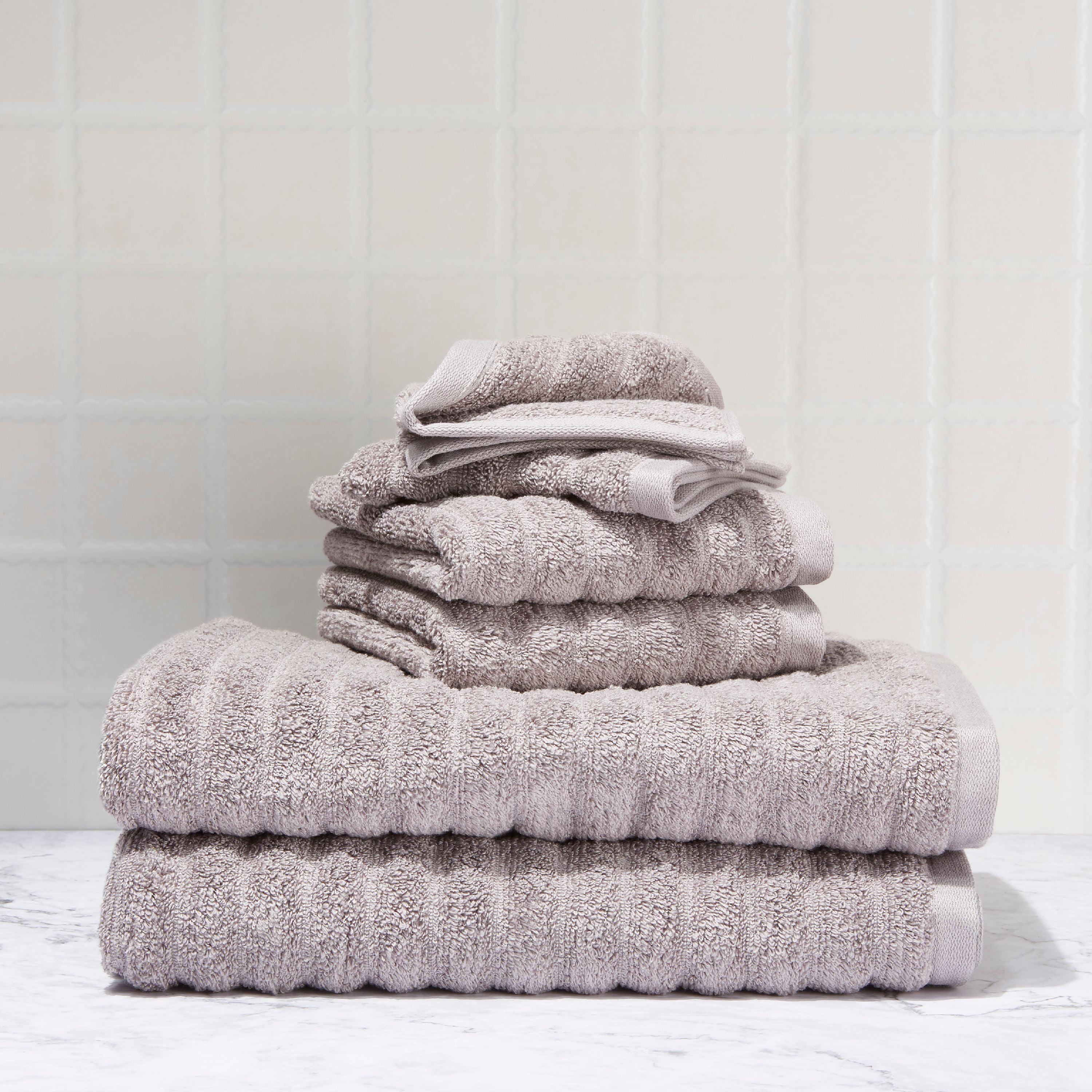 Mainstays Performance Textured 6Piece Bath Towel Set Grey Flannel
