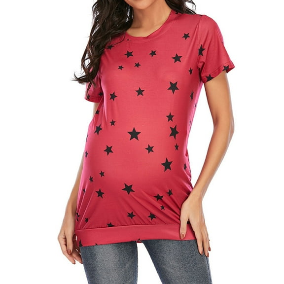 ZTTD Women's Maternity T Shirt Classic Tops Tee Mothers To Be Pregnancy Clothing Round Neck Short Sleeve Blouse