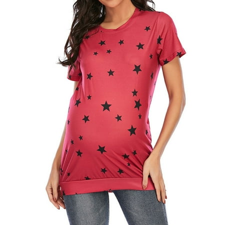

NIUREDLTD Summer Women s Maternity blouse Classic Star Print Tops Round Neck Short Sleeve Maternity Tops T Shirt