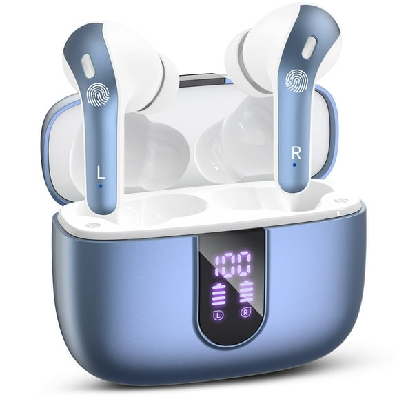 VEATOOL Bluetooth Headphones 65H Playback LED Power Display Earphones with Wireless Charging Case IPX7 Waterproof