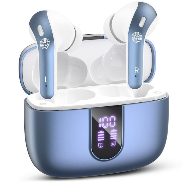 VEATOOL Bluetooth Headphones 65H Playback LED Power Display Earphones with Wireless Charging Case IPX7 Waterproof
