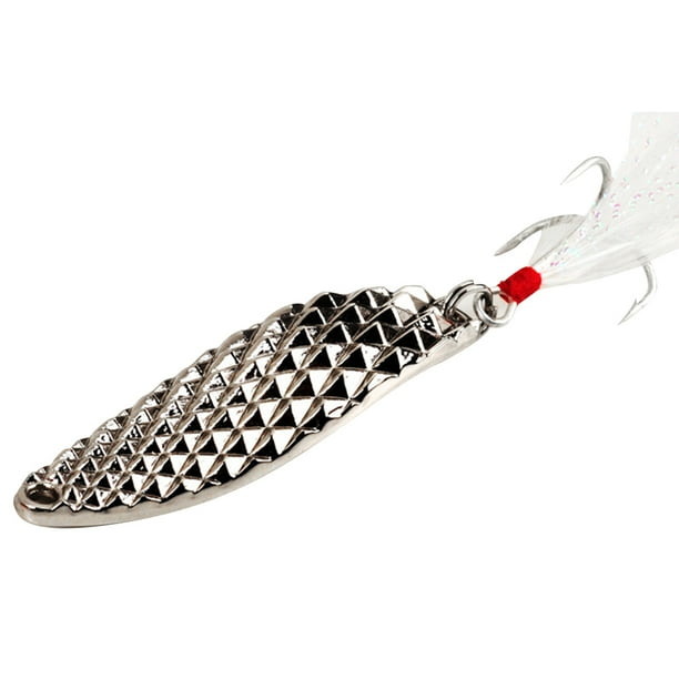 EeaseMX Señuelos de pesca, cebos metálicos, crankbait con anzuelos triples para lanzar, curricán para lubina, lucioperca, trucha (plata)