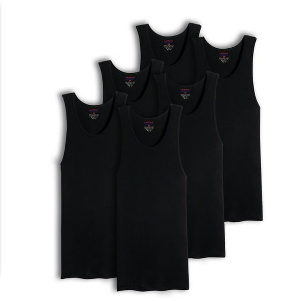 3-6 Packs of Men's Black & White Ribbed 100% Cotton Tank Top A