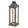 thumbnail image 1 of Accent Plus 10018495 Large Simple Metal Top Wooden Lantern, Multicolor, 1 of 2